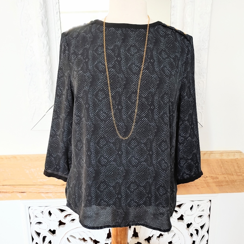 Dressy, Snakeskin Print Blouse Black/Grey